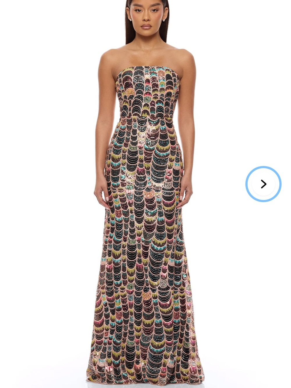 Aliyah Strapless Sequin Gown - Multi Color